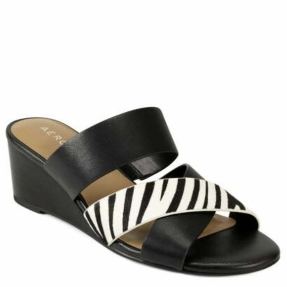 AEROSOLES Shoes - Aerosoles westfield slip on wedge heel/aerpsoles animal print wedge sandal